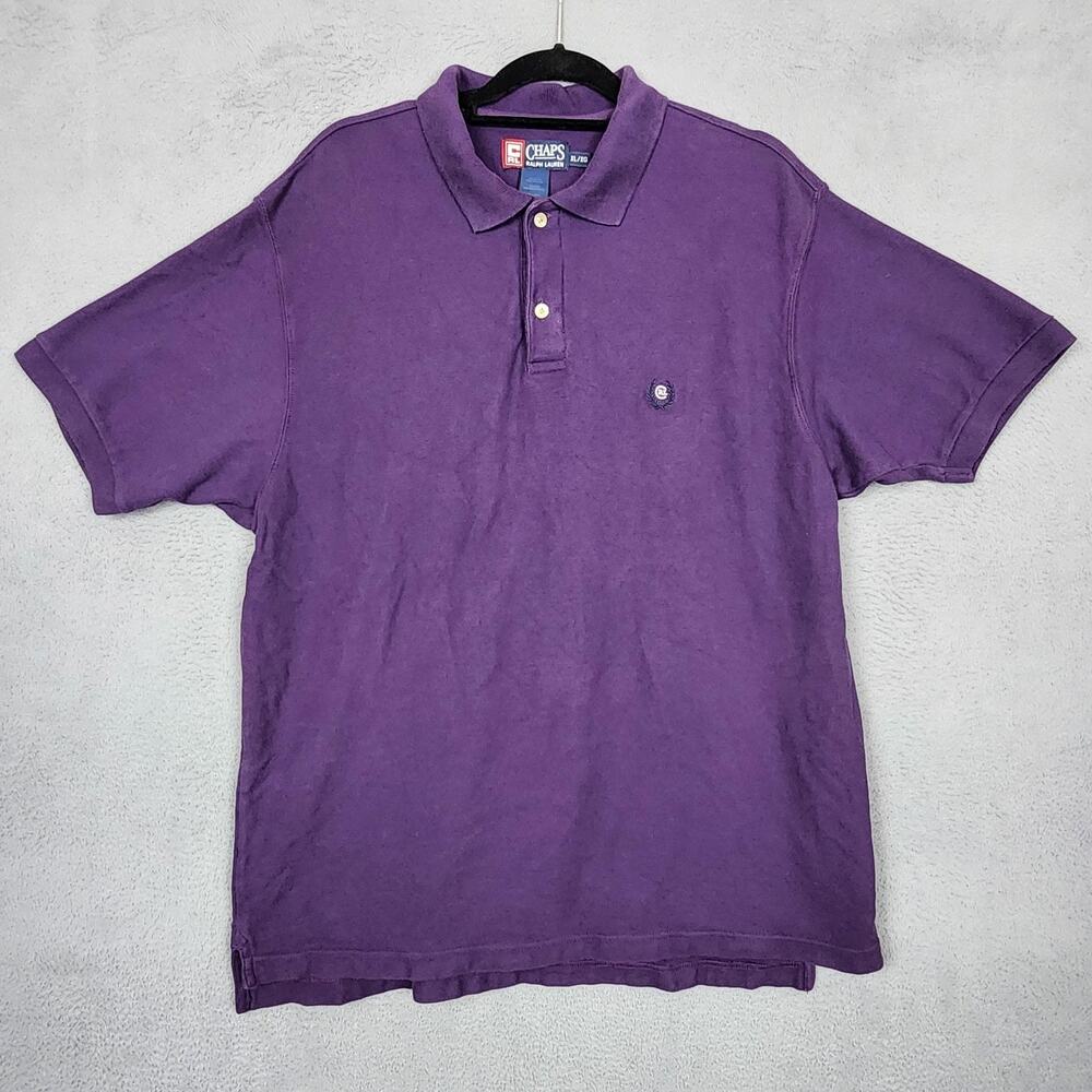 Chaps Ralph Lauren Polo Shirt Mens XL Purple Cotton Crest Logo Short Sleeve